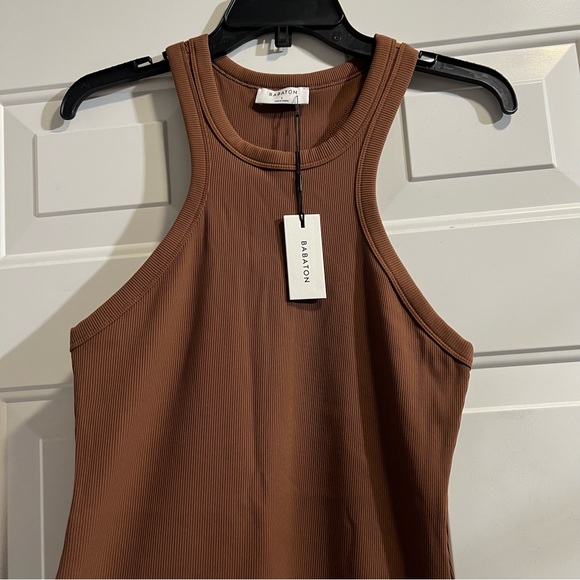 Aritzia Babaton Sculpt Ribbed Racerback Mini Dress in Brown, Size L - Picture 16 of 17